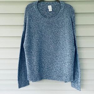 Joie Marled Blue Side Buttons Knit Sweater Size L